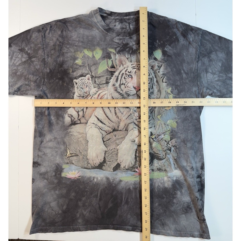 The Mountain White Tiger Graphic T Shirt Mens XL Gray Tie Dye Wildlife Tee - Picture 3 of 4